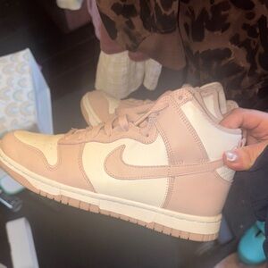 Nike High-Top Sneakers in Tan and Cream